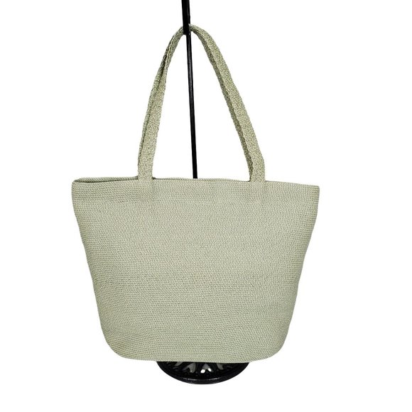 Talbots NWT Purse Woven Tweed Basket Tote Shoulder Bag Braided Straps Green - Picture 2 of 8